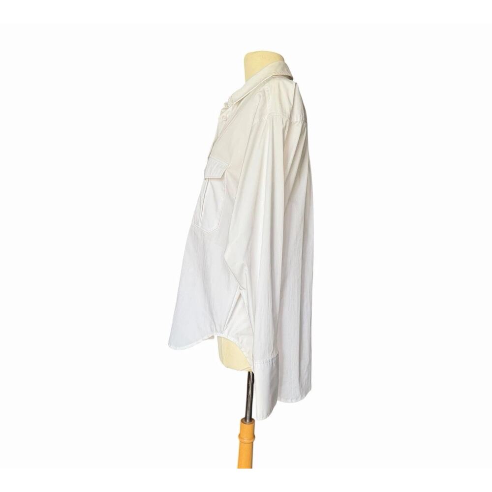 Good American The Good Shirt White Button Down Shirt Long Sleeve Collared 0 NWT - Picture 5 of 13